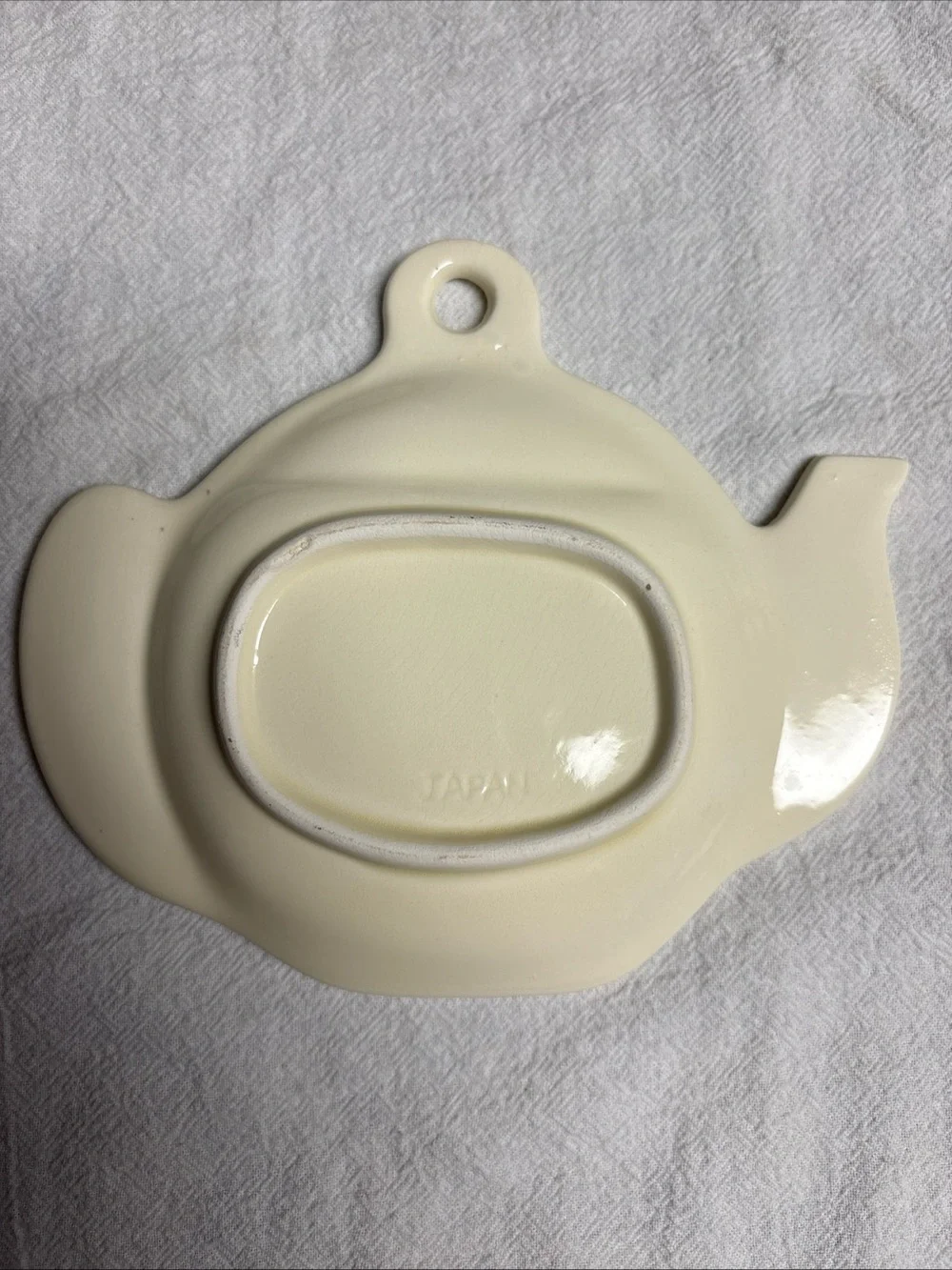 Cream Teapot Spoon Rest with Floral Accent